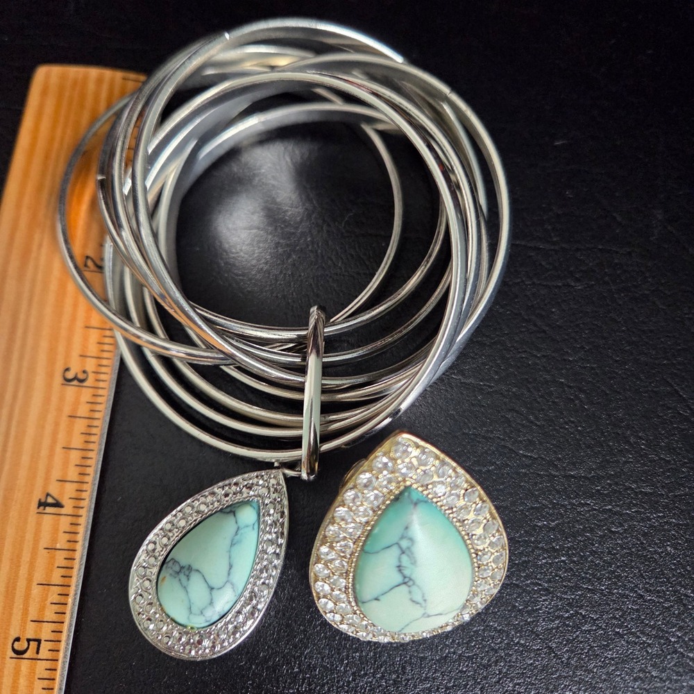 Samantha Wills Bohemian Bardot Turquoise Teardrop Ring Bangle Set Silver Pave - Picture 10 of 15